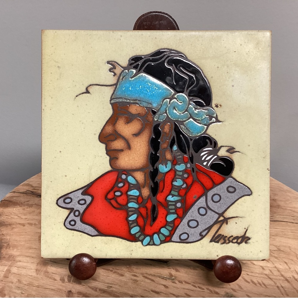 🔴 Vintage - Artist Cleo Teissedre - Kiln Fired - Hand Painted - Ceramic Tile - Picture 2 of 14